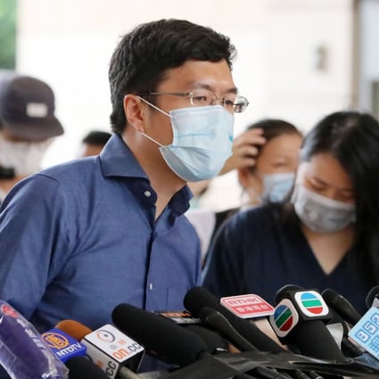 Former lawmaker Au Nok-hin appears outside West Kowloon Law Court in July over a separate case. Photo: May Tse