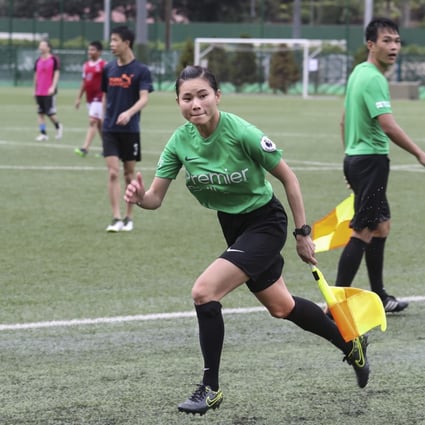 Hong Kong referee Gigi Law Bik-chi on a Premier Skills refereeing course at Happy Valley Recreation Ground in 2017. Photo: Nora Tam 