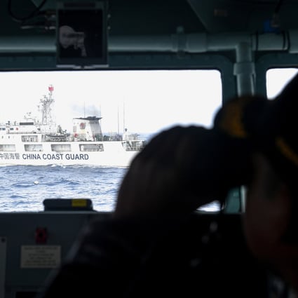 A Chinese coastguard vessel is seen from an Indonesian naval ship during a patrol of the Natuna Islands in January 2020. Photo: Reuters