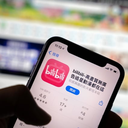 The Bilibili app download page on a smartphone in Hong Kong. Photo: Bloomberg