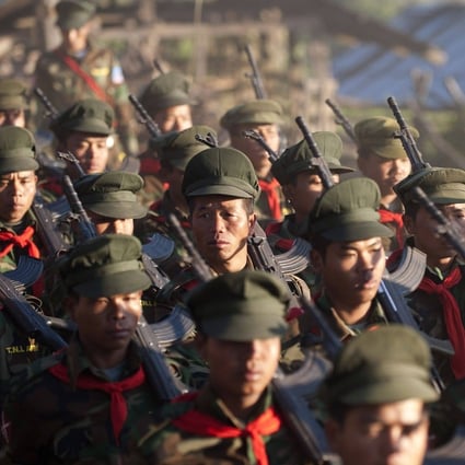 Soldiers from the Ta’aung National Liberation Army, which was one of three ethnic armed groups in Myanmar to threaten retaliation over the ongoing military repression of protests. Photo: AFP