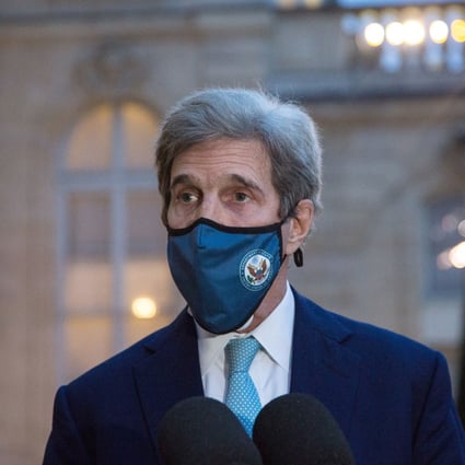 Former US secretary of state and current climate envoy John Kerry speaks to the press in Paris on March 10. He joined a virtual meeting on climate change co-hosted by China on March 23. Photo: Le Pictorium Agency via ZUMA/dpa
