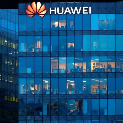 A Huawei logo at the company’s French headquarters in Boulogne-Billancourt near Paris on February 17, 2021. Photo: Reuters