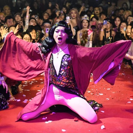 A contestant performs during the Drag Queen Lip Sync competition during a voguing ball in Beijing. Photo: Noel Celis/AFP