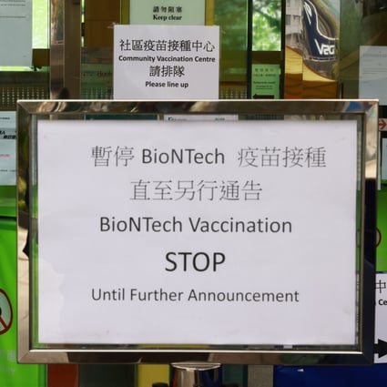 Vaccinations using the  BioNTech jab were temporarily suspended because of defects in the packaging. Photo: May Tse