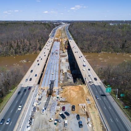 A highway construction project in progress in Fredericksburg, Virginia, US, on April 2. President Joe Biden’s infrastructure package seeks to upgrade and maintain the nation’s highway systems. Photo: EPA-EFE