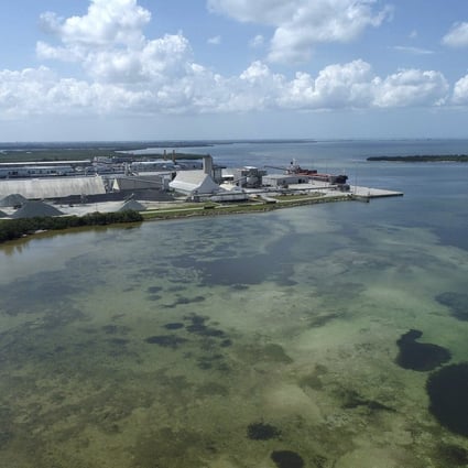 The Old Piney Point phosphate mine in Bradenton, Florida on Saturday. Photo:  The Bradenton Herald via AP