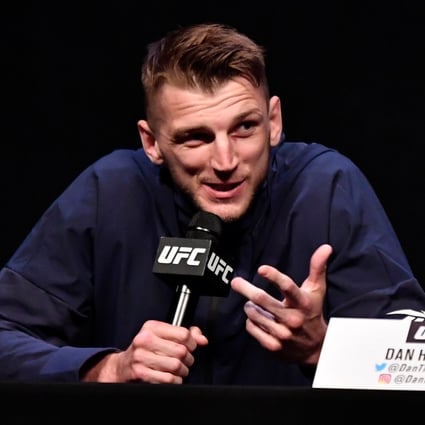 Dan Hooker interacts with media during the UFC 257 press conference inside Etihad Arena on UFC Fight Island on January 21, 2021 in Abu Dhabi. Photos: Jeff Bottari/Zuffa LLC via Getty Images