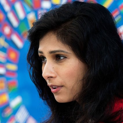 Gita Gopinath, the chief economist of the International Monetary Fund, which believes the global economic recovery from the pandemic is “increasingly visible”. Photo: AFP
