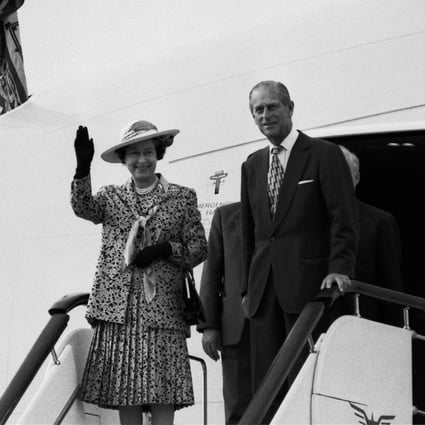 Queen Elizabeth and Prince Philip arriving at Guangzhou Airport in China in 1986. Photo: SCMP Pictures