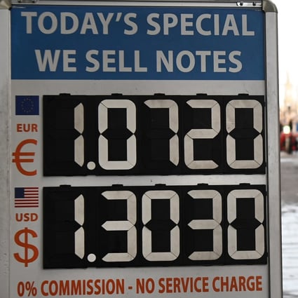 An exchange rate board in London on December 14. The US dollar has defied expectations and strengthened in recent months, though the euro looks poised to benefit once the US currency finally begins its expected decline. Photo: EPA-EFE