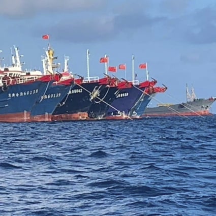 The Philippines said last week that 44 ships from the Chinese “maritime militia” were still at Whitsun Reef. Photo: AP
