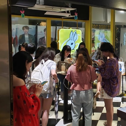 Fans gather at Rabbit Rabbit Tea for a  birthday celebration. It is one of many birthday cafe events being thrown by K-pop fans in the city. Photo: Rabbit Rabbit Tea