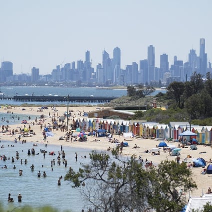 People are seen on a beach near Melbourne, in Australia’s Victoria state. Buruli ulcer cases have been found in parts of the inner city, but are more common along the coast. Photo: EPA