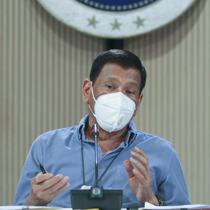 Philippine President Rodrigo Duterte appeared in a pre-recorded televised address late on Monday after not being seen for two weeks. Photo: AP