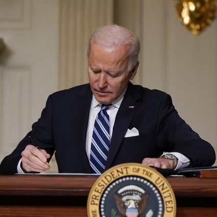 President Joe Biden is pushing for increased chip production on US soil, amid rising competition from China. Photo: AP  
