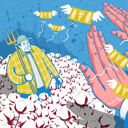 Farmers and cotton producers in China’s Xinjiang province are at risk of going out of business as big international retailers cut ties with suppliers amid allegations of forced labour in the restive region. Illustration: KaKuen Lau