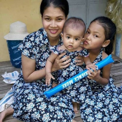 Khann Sophea and her daughters in 2018. Photo: Handout