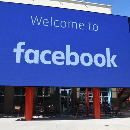 A giant digital sign is seen at Facebooks corporate headquarters campus in Menlo Park, California, on October 23, 2019. Photo: AFP
