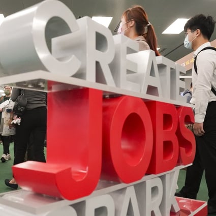 Young people attend a jobs fair on March 13 in Quarry Bay, Hong Kong. Photo: Felix Wong