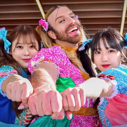 Richard Margarey (centre) as Ladybaby in kawaiicore band Babybeard with bandmates (from left) Suzu and Kotomi. While J-pop fandom can be intense, Ladybaby says he can escape whenever he wants because ‘I take off the dress, and I look like other white guys’. Photo: Babybeard