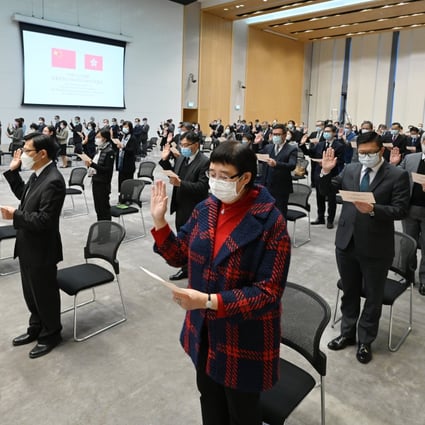 Hong Kong civil servants at an oath-taking ceremony. Photo: Handout