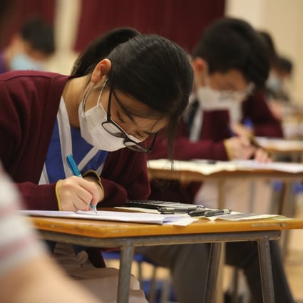 Students sit for a mock DSE maths exam at Lee Kau Yan Memorial School in San Po Kong on April 17. Photo: Xiaomei Chen