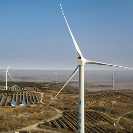 Wind turbines and solar panels near Fuxin, in China’s northeastern Liaoning province, on November 16, 2020. Photo: Bloomberg