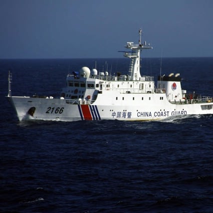 A China Coast Guard vessel is seen near the Diaoyu Islands, known as Senkaku Islands in Japan. Tokyo has released a report expressed concerns about Beijing’s military expansion. Photo: EPA