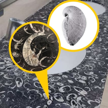A Chinese airport toilet has been swamped with visitors wanting to see it’s bathroom, which is partly made with ancient fossils. Photo: Handout