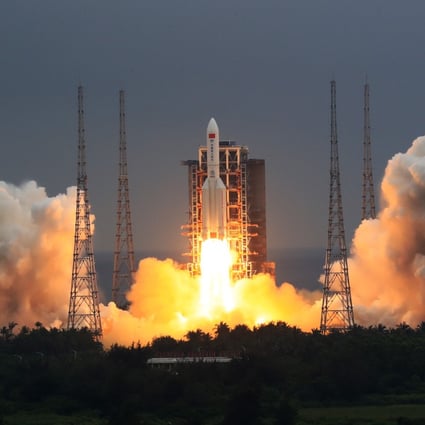 The Long March-5B Y2 rocket, carrying the Tianhe module for China’s space station, blasts off from the Wenchang launch site in Hainan province. Photo: Xinhua