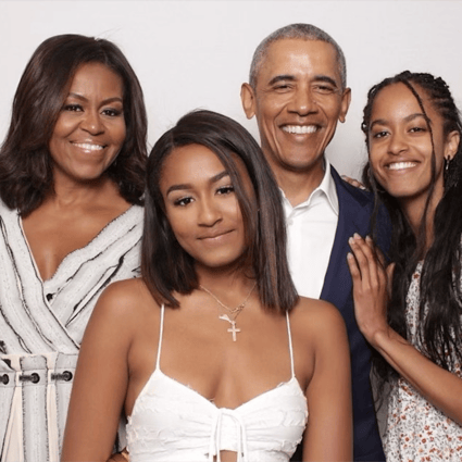 Sasha Obama (front left) with her famous family – so is she the coolest of them all? Photo: @barackobama/Instagram
