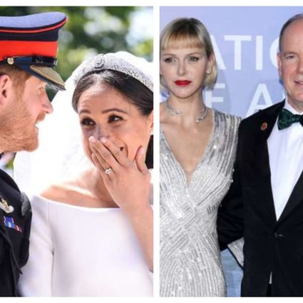 From left, Meghan Markle, Charlene Wittstock and Kate Middleton are just three “commoners” who married into royalty. Photo: Bang Showbiz