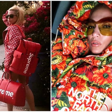 Lady Gaga and Jennifer Lopez sporting their favourite fashion collaborations, including LV x Supreme and Gucci x North Face Photos: @ladygaga, @jlo/Instagram