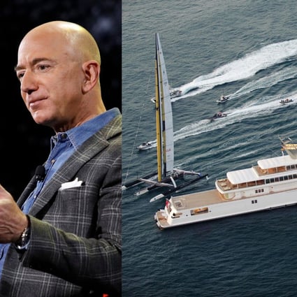 Larry Ellison and Jeff Bezos: who has the biggest boat? Photo: AFP, AP