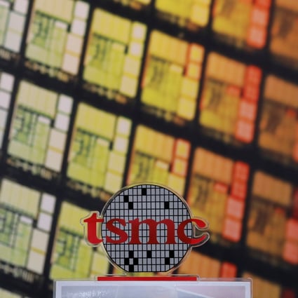 Taiwan Semiconductor Manufacturing Co’s logo at its headquarters in Hsinchu, Taiwan. Photo: Reuters