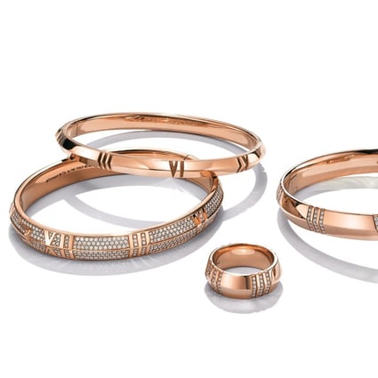 Tiffany & Co.’s Atlas collection of rose gold bangles and rings. Photo: Tiffany & Co.