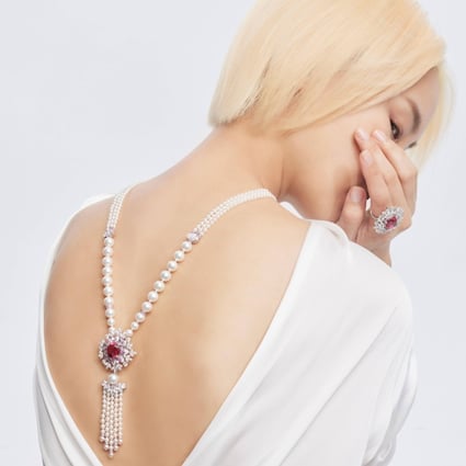 Piaget’s Wings of Light pearl jewellery, combining Akoya white pearls and pink freshwater pearls combine with red spinels from Tanzania, pink sapphires and pink spinels. Photo: Piaget