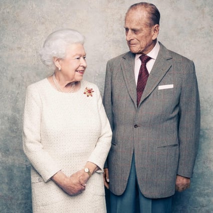 Britain’s Queen Elizabeth, often happy to experiment with more avant-garde jewellery choices, wore an Andrew Grima brooch for her platinum wedding anniversary portrait with her husband, the late Prince Philip, Duke of Edinburgh in November 2017. Photo: AFP Photo/Buckingham Palace/Camerapress
