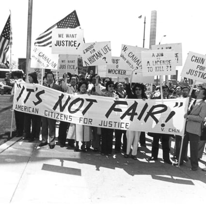 A demonstration against the killing of Chinese-American Vincent Chin in Detroit in 1982. His was the first case in which the Civil Rights Act was used to defend the rights of an Asian-American citizen. Photo: The estate of Lily and Vincent Chin