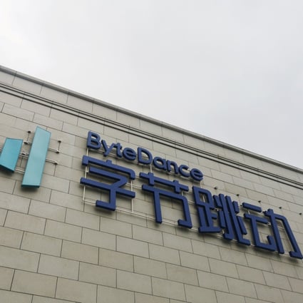 A Bytedance sign is seen on the facade of its headquarters in Beijing. Photo: Reuters