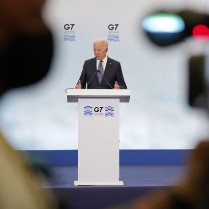 President Joe Biden speaks during a news conference after attending the G7 summit, in Newquay, Britain. Photo: AP