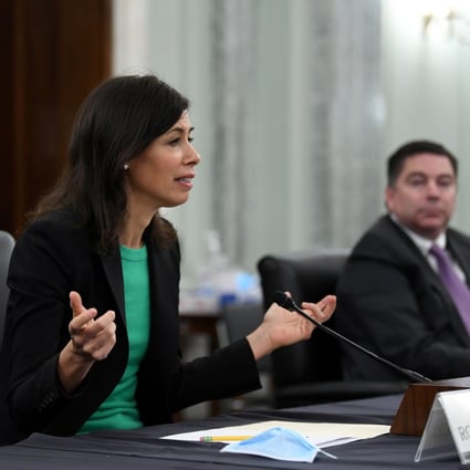 Jessica Rosenworcel answers a question during an oversight hearing held by the US Senate Commerce, Science, and Transportation Committee to examine the Federal Communications Commission on June 24, 2020. Rosenworcel is currently acting FCC chairwoman. Photo: Reuters