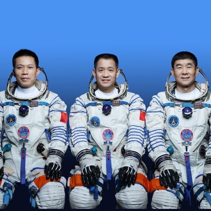 Chinese astronauts (from left) Tang Hongbo, Nie Haisheng, and Liu Boming  are the first crew for China’s space station. Photo: Xinhua