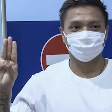 Myanmar goalkeeper Pyae Lyan Aung sought to stay in Japan rather than return home. Photo: TBS News
