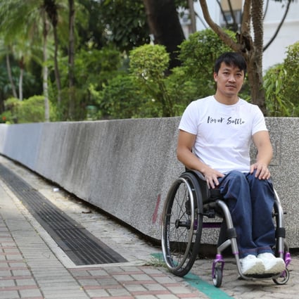 Hong Kong wheelchair climber Lai Chi-wai in Tuen Mun. Photo: Edmond So