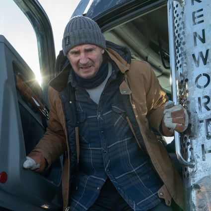 Liam Neeson in a still from The Ice Road (category IIA), directed by Jonathan Hensleigh.  Photo: Allen Fraser/Netflix.