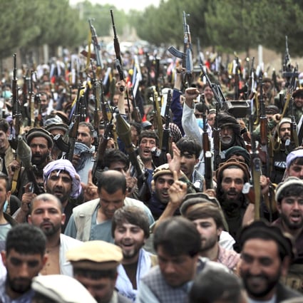 Afghan militia members join Afghan defence and security forces during a gathering in Kabul, Afghanistan, on June 23. Photo: AP