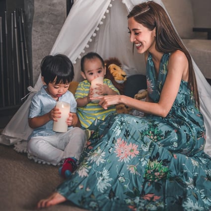 Former Miss Hong Kong and TVB actress Grace Chan stepped back from showbusiness to look after her two sons Rafael (left) and Yannick (centre). 