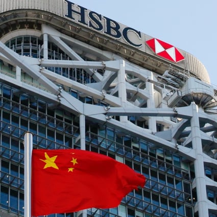 A Chinese flag flies in front of HSBC’s headquarters in Hong Kong. Photo: Reuters